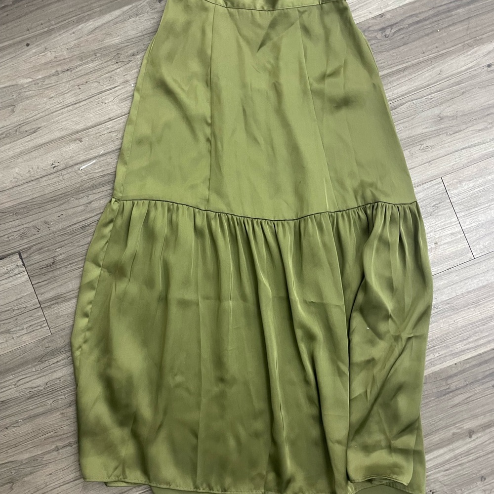 Topshop Olive Midi Skirt